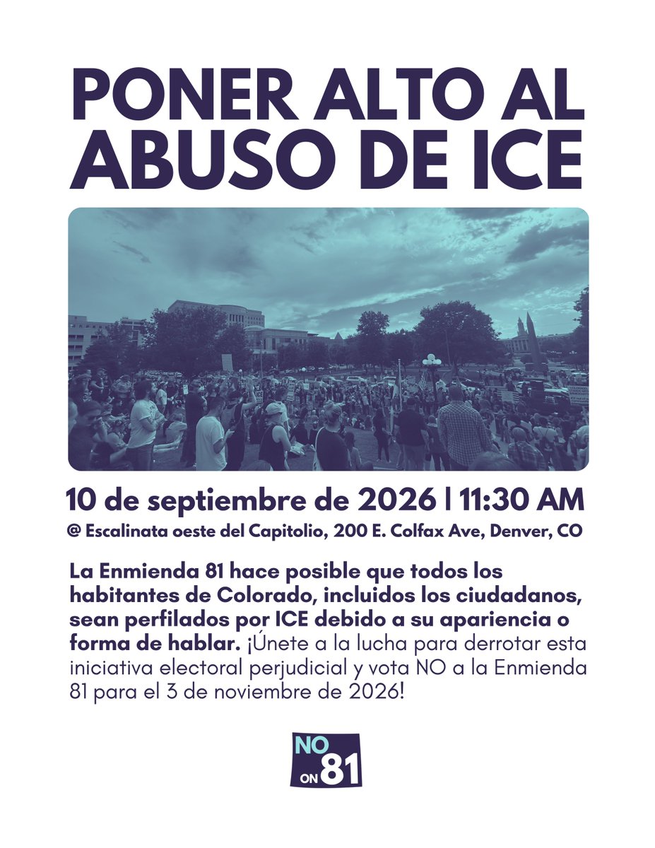 TogetherCO's tweet photo. Join us Sept 10, 11:30 AM at State Capitol west steps to kick off No on 81 campaign! 📣 Wear purple &amp; light blue! RSVP link in bio. https://t.co/raMFxahYyN