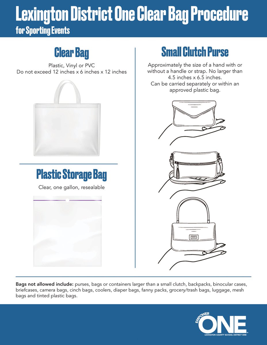 SchoolGilbert's tweet photo. will enter the gate to watch their Indians or Warriors compete!
We will not have storage available for any noncompliant bag.  If your bag does not meet the requirements (see flyer), the bag will need to be returned to the vehicle before entering Tomahawk Stadium.
We look forward https://t.co/6f2gXxyyYN