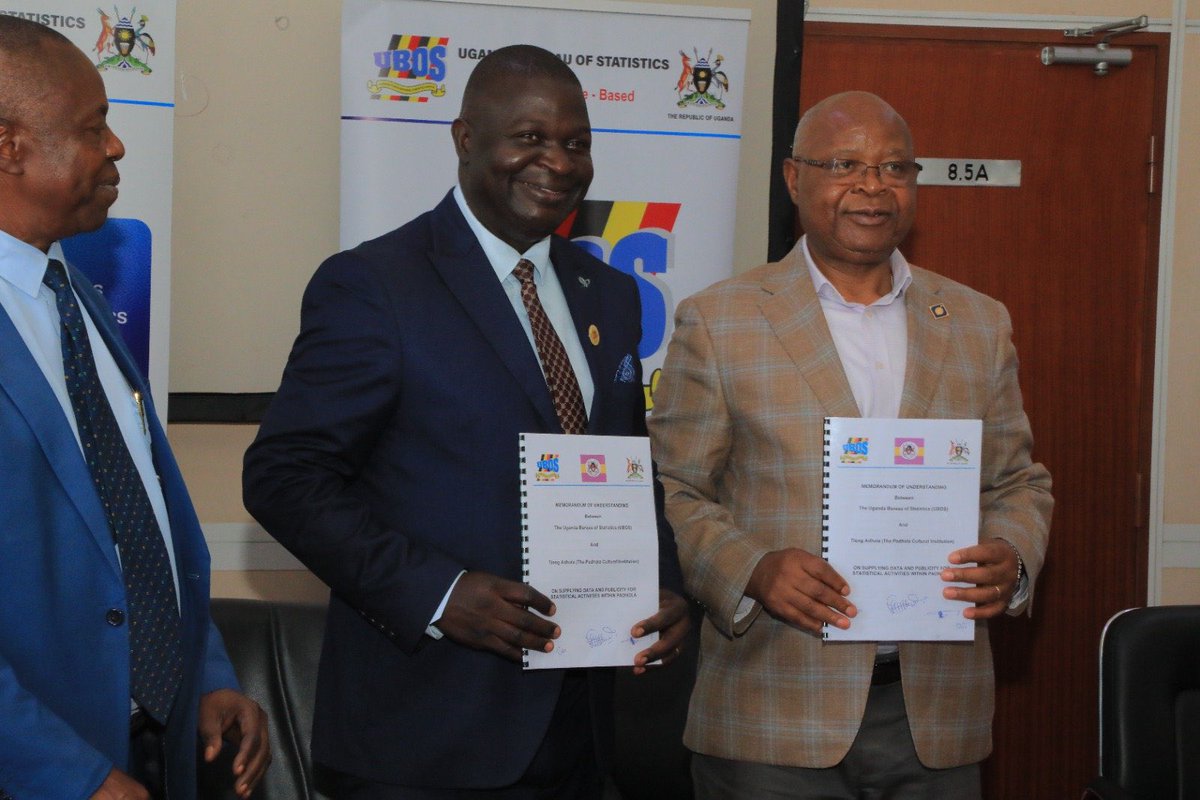 StatisticsUg's tweet photo. In his remarks, the Prime Minister of Tieng Adhola Cultural Institution, Obbo R. Josel, commended UBOS for its leadership and the successful conduct of the National Population and Housing Census 2024. He noted that the MoU provides an opportunity for the institution to participate actively in ensuring that information about its population is accurately captured and regularly updated.

“The Tieng Adhola Cultural Institution is committed to working closely with UBOS to strengthen data collection and ensure that reliable statistics are available to inform planning and development within the community,” Mr Obbo said.

#UBOS #EvidenceBasedStatistics #StrategicPartnerships