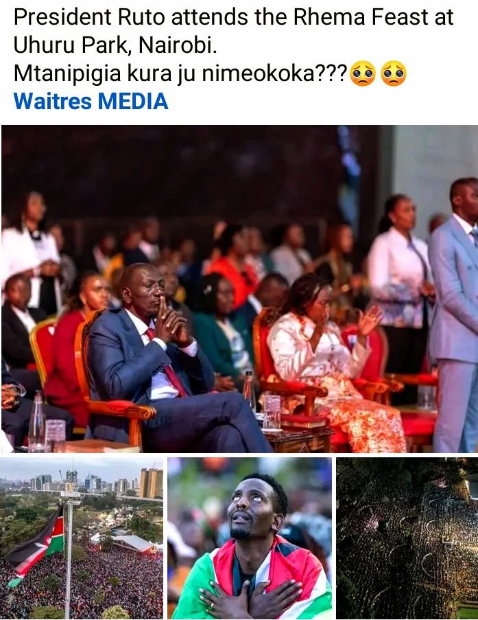 WAITRESMEDIA's tweet photo. RUTO kuenda @RhemaFeastKenya it's a political strategy, he is trying to see if he can win back the trust of the clergy and believers.... https://t.co/ul5RHE2N80