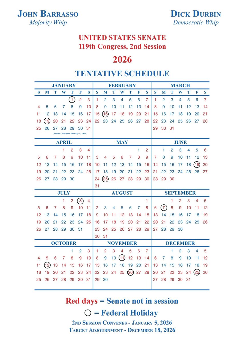 cmatjadr's tweet photo. @RepThomasMassie @RepRoKhanna @RepTeresaLF @SpeakerJohnson @SteveScalise Let's not forget the Senate. 
The average American worker should be so lucky to have this kind of schedule with all the perks! https://t.co/2sB8OoGs0E