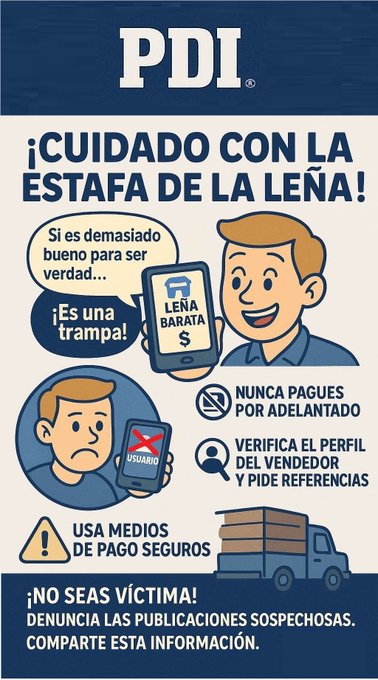 PDI_Aysen's tweet photo. 🌨️❄️🥶 Este #invierno protégete del frío, pero también de las #estafas.  
Recuerda, si vas a comprar productos por #RRSS, verifica quién es el vendedor y nunca pagues por adelantado.   
#QueNoTeEstafen https://t.co/abIS5QWUen