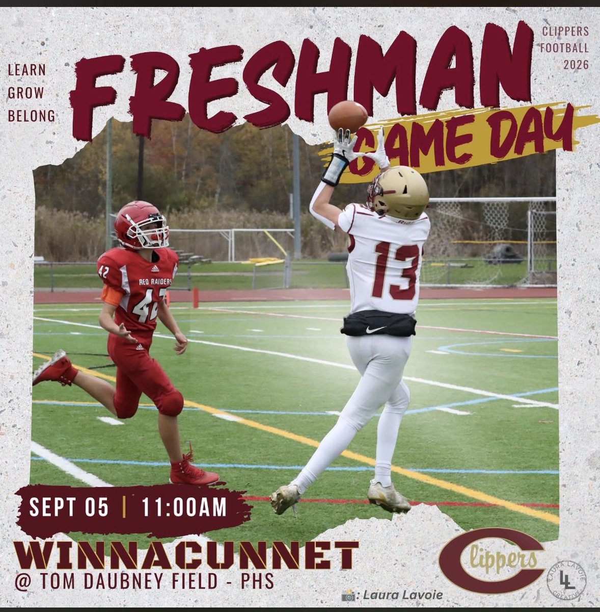 JakePlaisted's tweet photo. 🐾⚓️🏈 FIRST GAME TOMORROW. BEGINNING OF A NEW CHAPTER. 🏈⚓️🐾

The Class of 2030 is officially kicking off our first high school season! Passion, Dedication and Family. Leave it all on the field, let’s gooooo!!!! ❤️💛🤍

#ClipperCats #ClassOf2030 https://t.co/wrdZsjPbEO