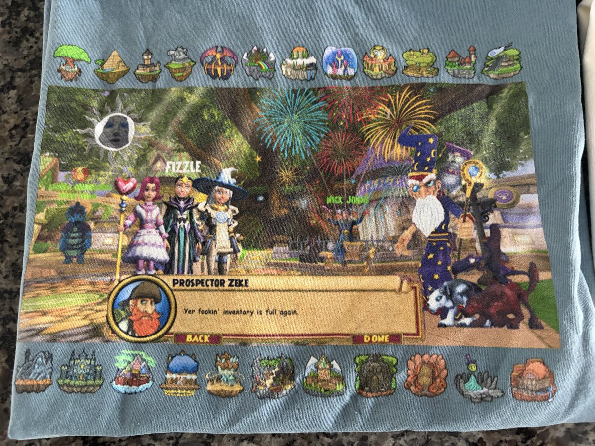 HannahBee331's tweet photo. @Wizard101 my wizard trio has finally caught up with all of the worlds and finished the main quest lines and all we got were these stupid t-shirts i made https://t.co/2om42Vwfs4