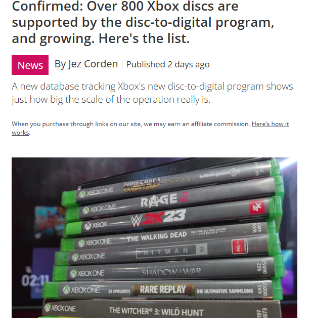8biteric's tweet photo. OKAY… NOW THIS IS GETTING INTERESTING. 👀

Xbox’s new disc-to-digital program reportedly already supports 800+ physical games.

But THIS is the part I care about:

More than 200 of them are DELISTED games.

This is exactly what I want technology to do for gaming.

Don’t make physical games obsolete.

Make owning them MORE useful.

If Xbox keeps expanding this library, this could become one of the best game-preservation features we’ve seen from a console manufacturer.