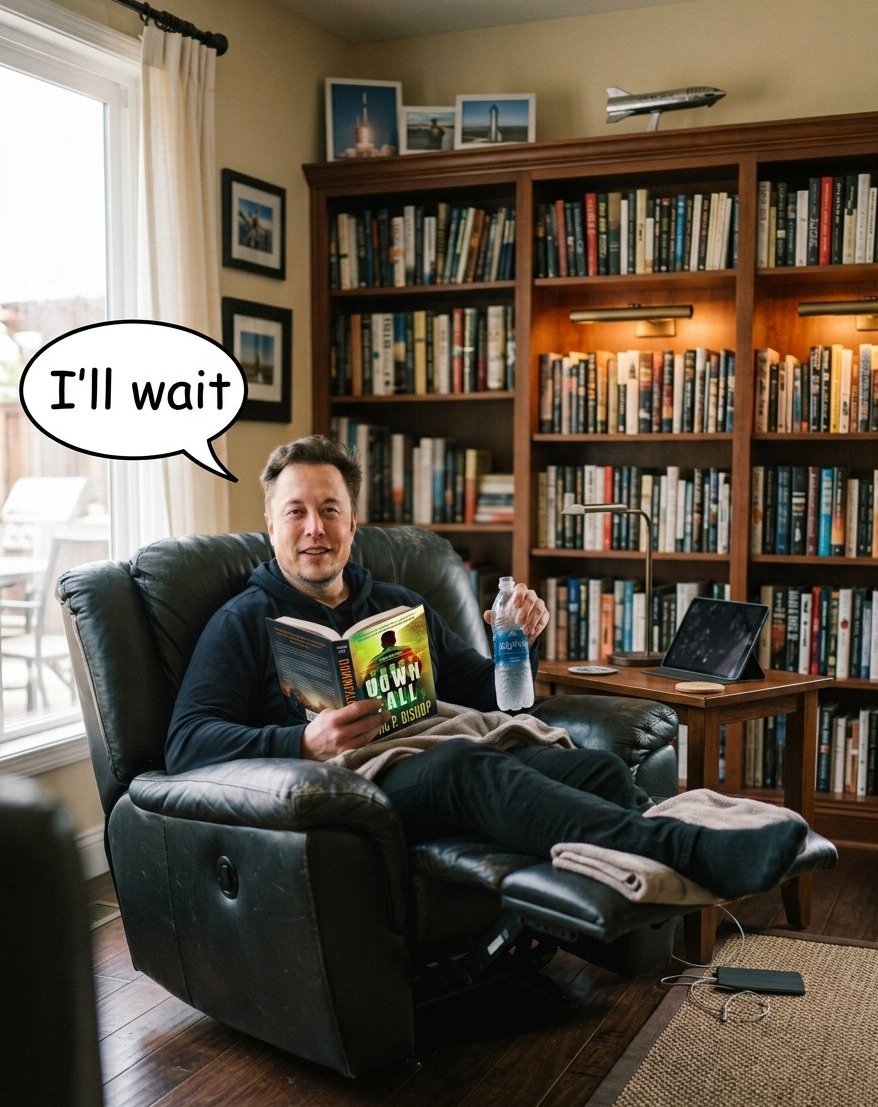 HashtagSpiruli's tweet photo. @EPBAuthor @elonmusk Maybe he's gotta finish the book first? Or he's waiting for the day # that corresponds with the numerical representation of the letters in his name? (First name:46, full name: 110). Hang in there! https://t.co/KHDERPSzHu