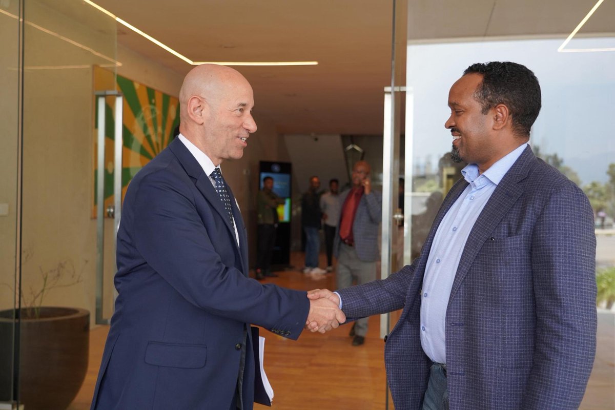 AsstSecStateAF's tweet photo. During his meeting with Ethiopian Minister of Finance Ahmed Shide, Assistant Secretary Garcia advocated for key U.S. commercial bids for the Bishoftu International Airport and the Kenticha mine. The U.S. welcomes Ethiopia's market liberalization and fiscal reforms to foster sustained economic growth and development.