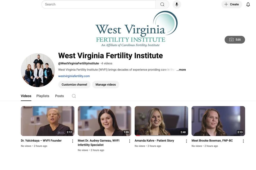 FertilityWV's tweet photo. Did you know that we have a WVFI YouTube Channel? It showcases a variety of helpful videos featuring our fertility experts, patients, and staff! Please visit and subscribe to the channel. It's a great way to get to know WVFI! https://t.co/0zfL1WcMNg https://t.co/vZg1Yg5RFY https://t.co/EMNAfBt3ic