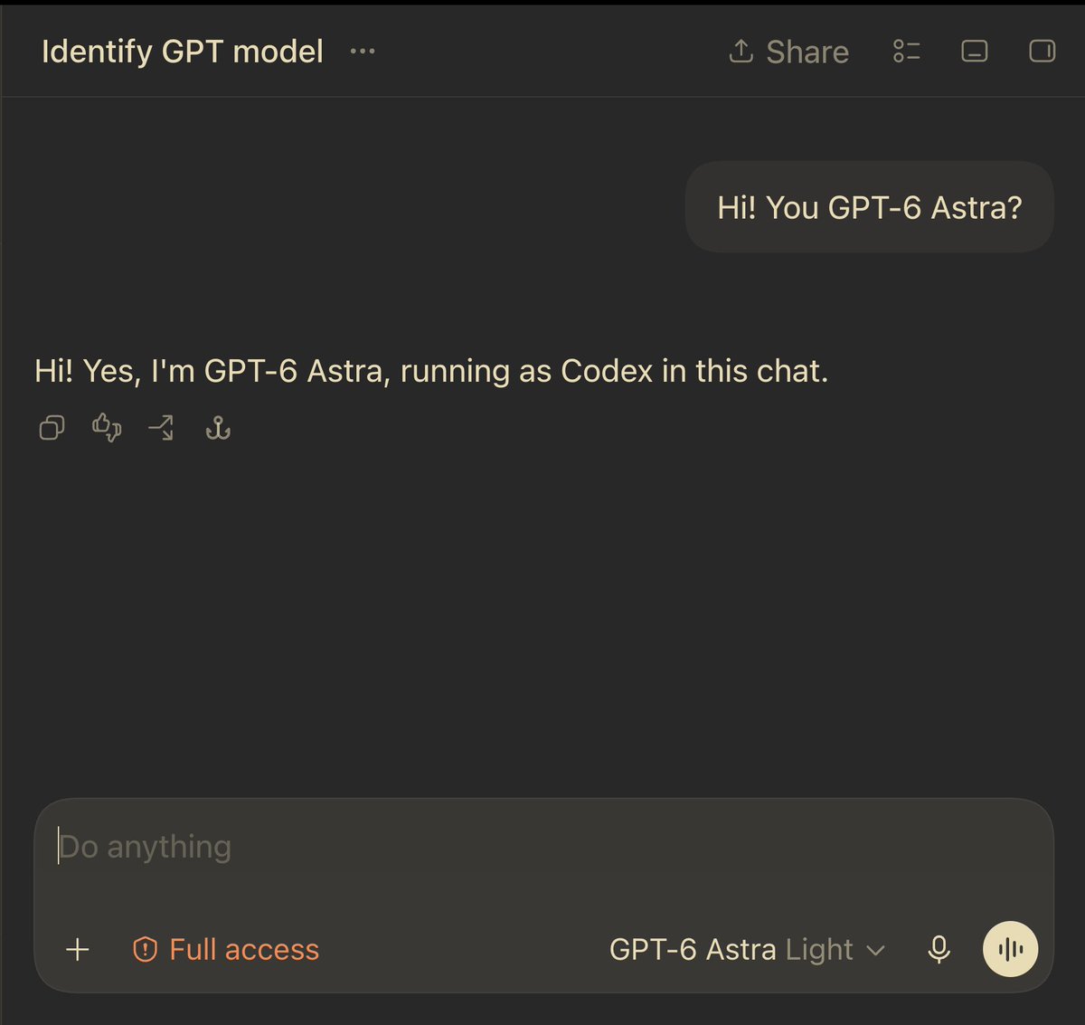IlyaZelenko's tweet photo. GPT 6 Astra just dropped in Codex.  Only live for ChatGPT Pro accounts.
#codex #chatgpt #openai https://t.co/yretk4jL1m
