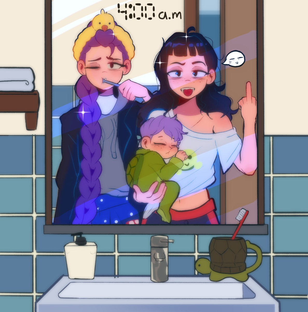 colorstatu22's tweet photo. Rumi and Zoey are learning about motherhood. They already have their baby 

#zoerumi #kpopdemonhunters #huntrix #rumikpdh https://t.co/A2mjtaUSEz