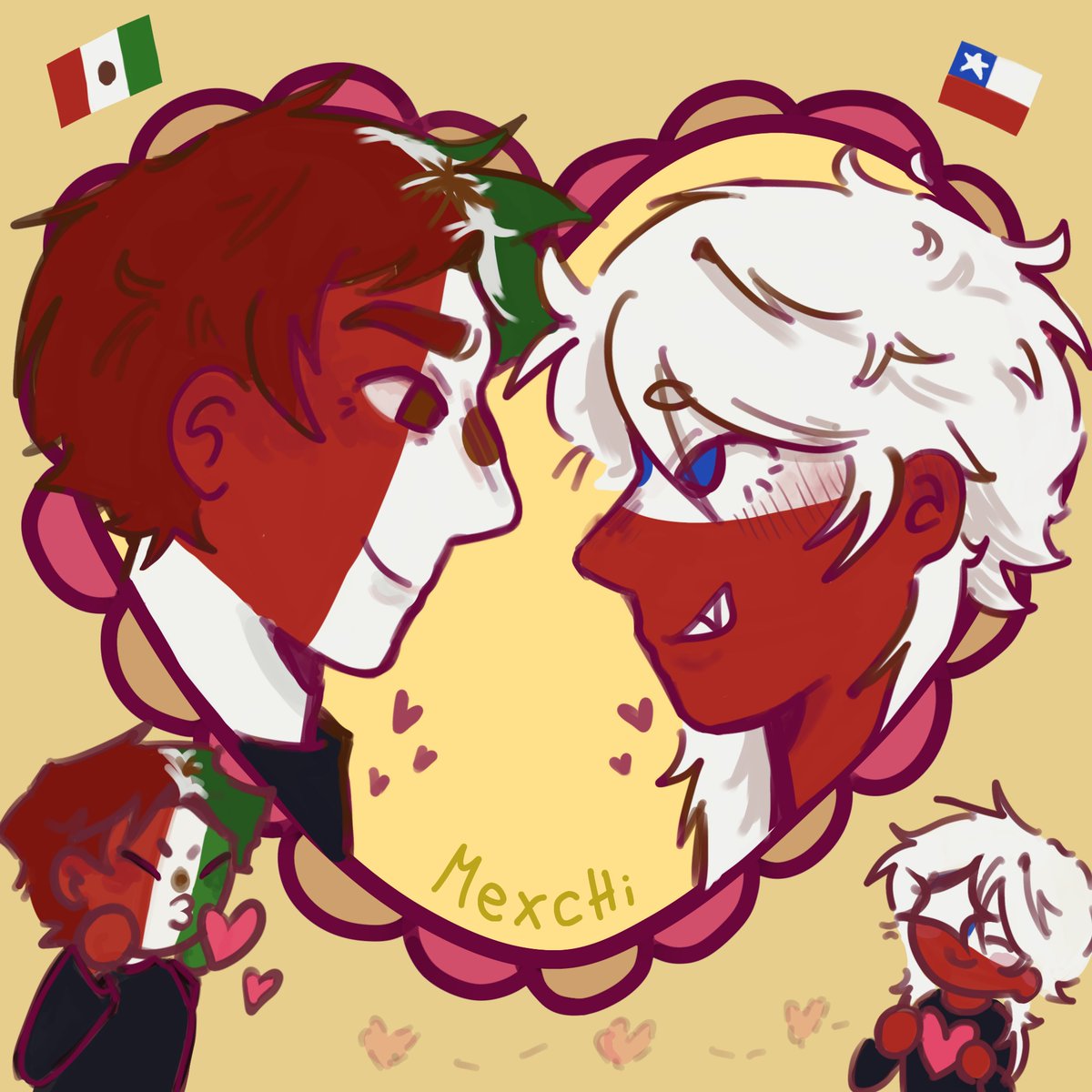 intip0hz's tweet photo. Mexchi septiembre ♥️🇲🇽🇨🇱

#countryhumans #countryhumanschile #countryhumansmexico https://t.co/zIzEy0EDkY