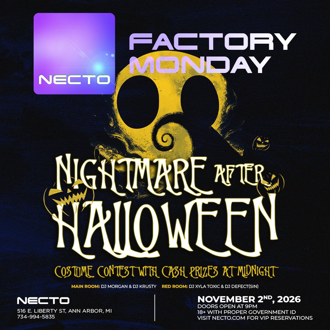 FactoryAtNecto's tweet photo. Even after Halloween is over, we’re still feeling it! 💀 

🕸 Dress in your best Halloween costume! You may even win a cash prize if yours is the best! Sign up with Xyla Toxic for our costume contest at Midnight. ⚰️ https://t.co/FCsdF4CVLF