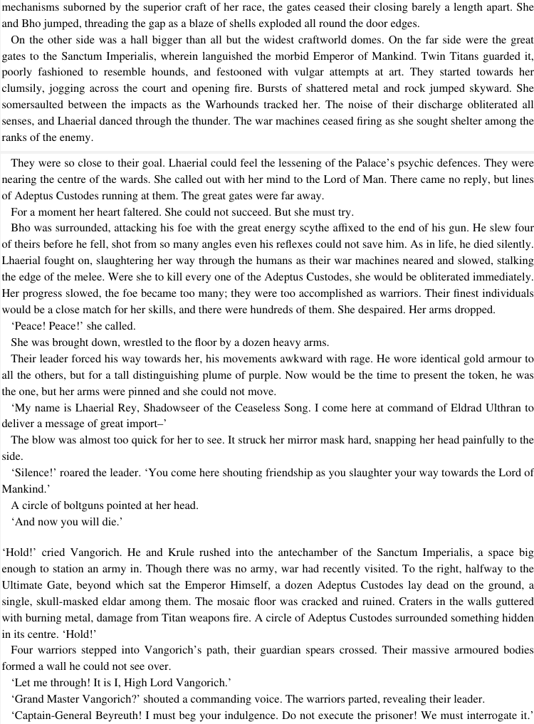 _Jyggalag_'s tweet photo. Fanon is much more accurate. Two Harlequins kill an indeterminate but certainly high amount of Custodes and one of them survives the encounter. The artist most certainly did not read Throneworld by Guy Haley, the book that the scene is from. https://t.co/Xl6gsMdlN0