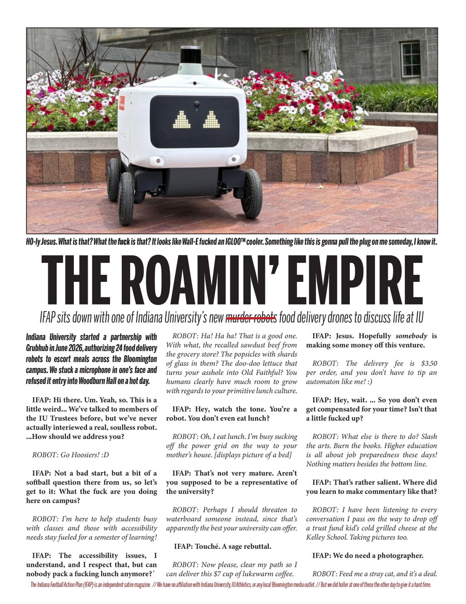 btownmoose's tweet photo. YOU WANTED THE BEST AND YOU GOT IT

The Indiana Football Action Plan (IFAP) returns for its 3rd season of coverage, previewing IU Football's home-opener and banner-unveiling day against North Texas in Week 1.

Plus: an exclusive interview with an IU GrubHub robot, and more~ https://t.co/xsG3Dbf9PZ