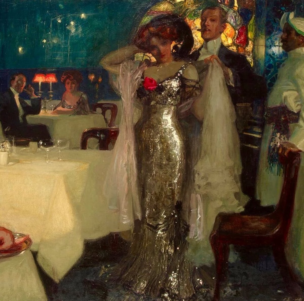 SeekAfterBeauty's tweet photo. In the Restaurant (1907), by Charles Hoffbauer https://t.co/1eozjapQTU
