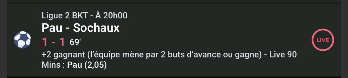 SHERKAN_PRONOS's tweet photo. Pau win en live @2,05 https://t.co/ADqs7rPCuG