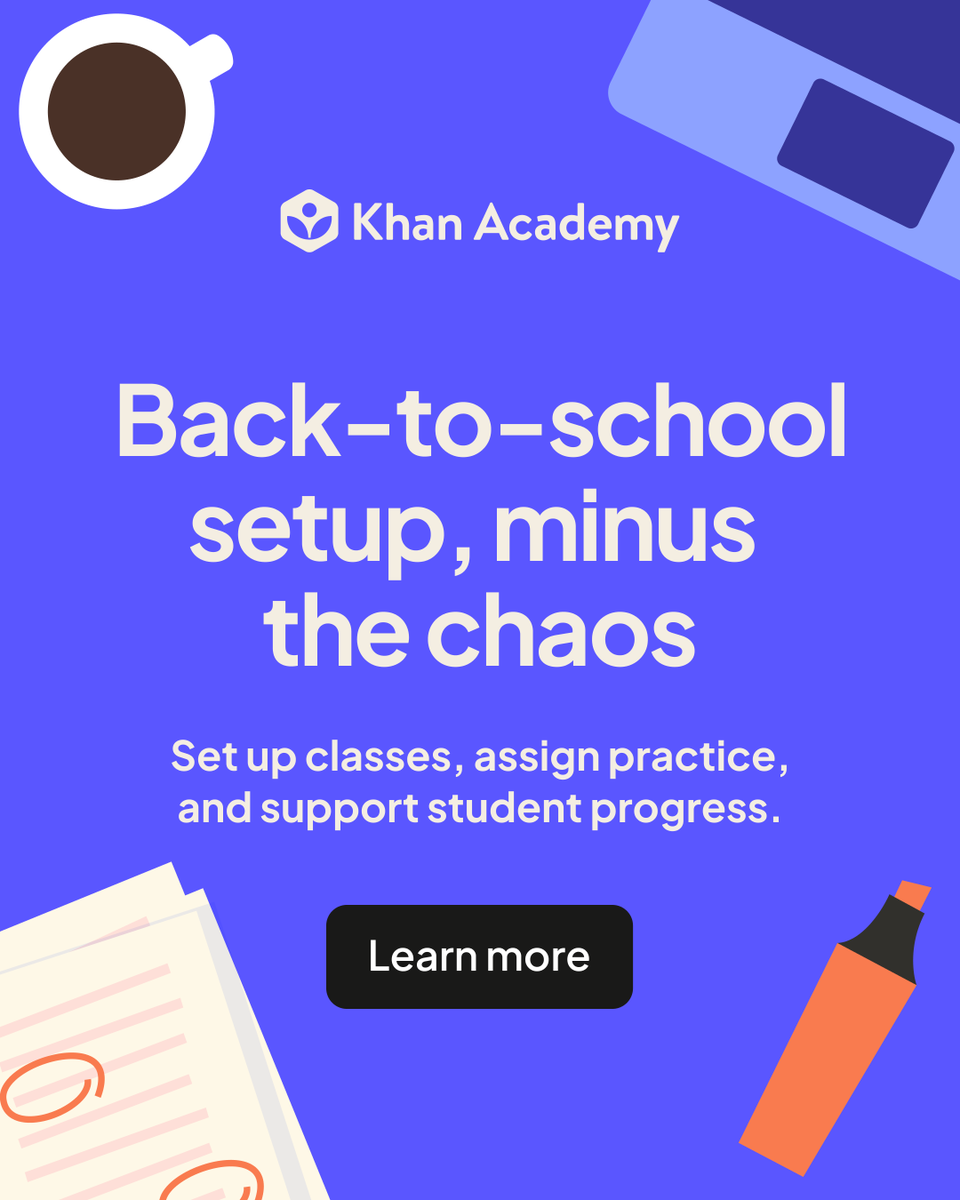khanacademy's tweet photo. Your tabs are multiplying. Your planning time is not. Start with the course you are teaching now, add your students, and make one assignment with Khan Academy’s free teacher tools: https://t.co/CRKOvRmrY6 https://t.co/dMD1jFZgHk