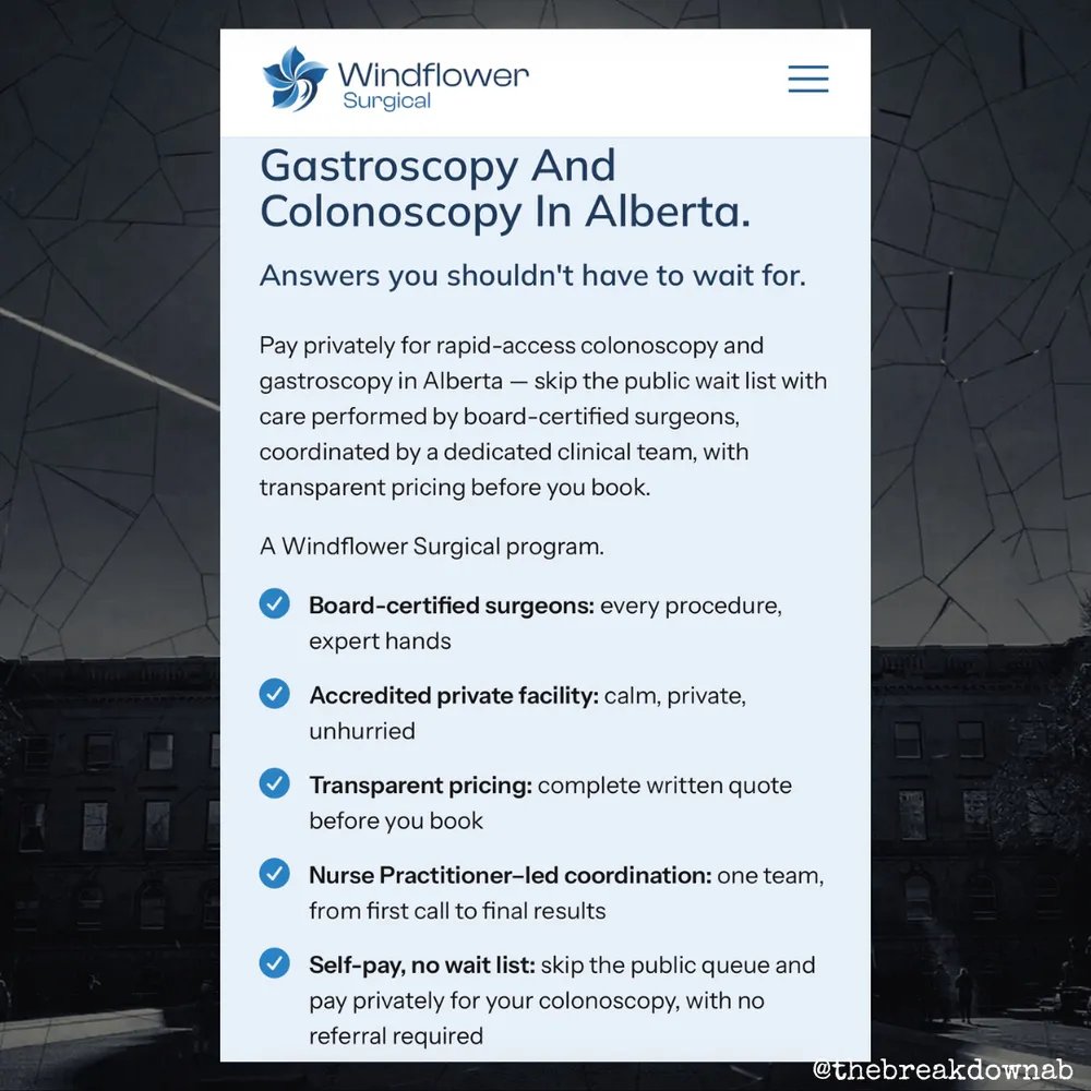 MarkCherrington's tweet photo. How does this NOT violate the Canada Health Act? #abpoli https://t.co/FIAyCrWX4Y