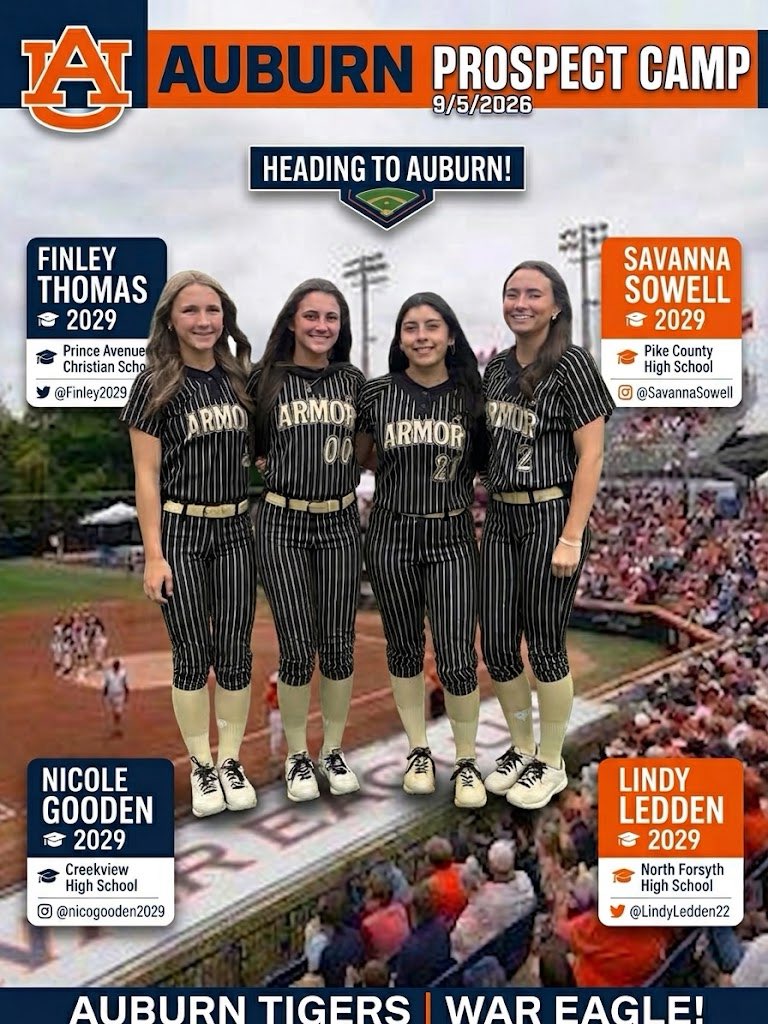 ArmorEliteLynch's tweet photo. Our 2029 Armor Elite girls heading to “The Plains” this weekend for the @AuburnSoftball Prospect Camp. @Finley2029 @SavannaSowell @nicogooden2029 @LindyLedden22
@rykerzc @KateMalveaux @CoachMalveaux @DJSanders37
#ArmorUp #ProvenElite #ArmorElite #LeadBoldly #PlayFearlessly #BeElite #AEFamily #NewChapter
@ArmorEliteFP @armoreliteoneal @CoachBrittAE @BSherSB