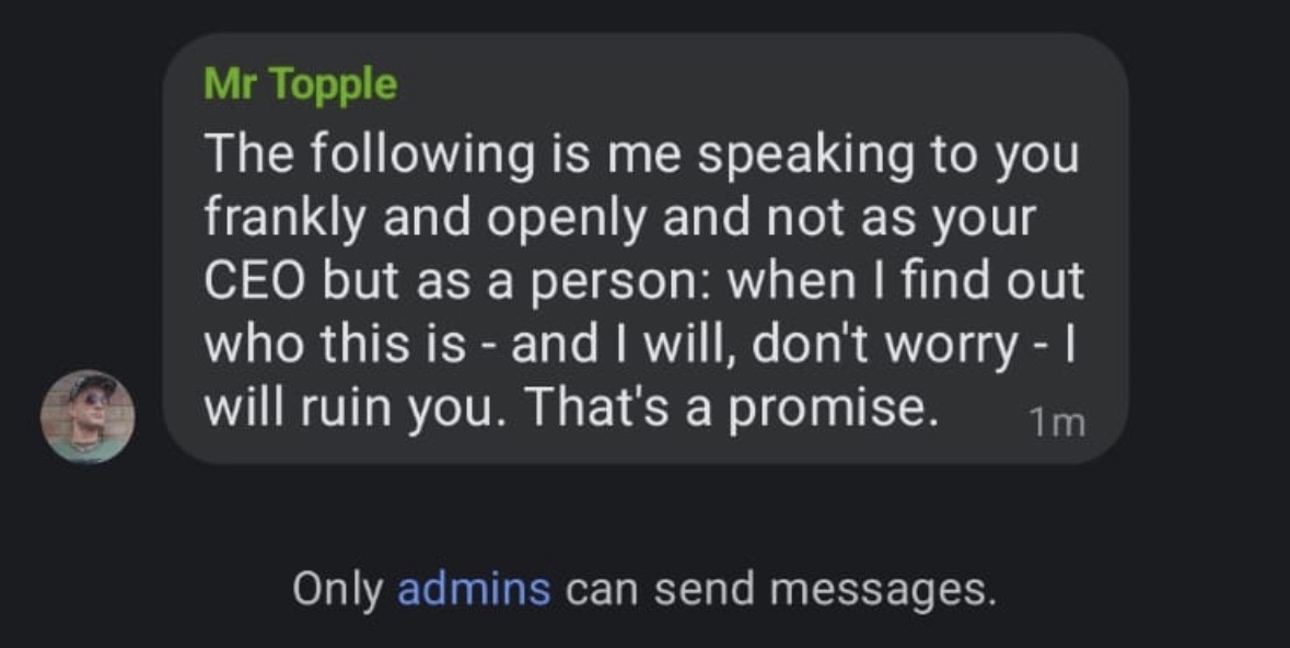 CanaryStaff's tweet photo. Canary staff are subject to an NDA. However we can confirm the Guardian story is accurate, if mild. The full scale of rampant mismanagement, lies, abuse, sexism, grift, racism, harassment, nepotism, and antisemitism at the Canary haven't been reported yet. https://t.co/UZ8MCQSS49