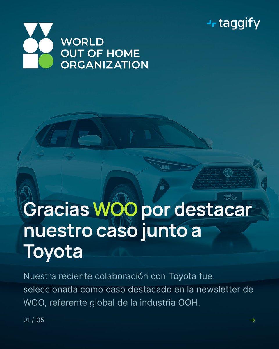 Taggify_'s tweet photo. @Toyota_Arg lanzó el nuevo Yaris Cross híbrido en ubicaciones premium de Buenos Aires, con tecnología programática en nuestra plataforma.
Agradecemos a KINESSO y a @worldoohorg por sumar nuestra colaboración con Toyota.
Conocé más: 👇
https://t.co/1vGXYCAhfW
#WOO #ooh #pDOOH https://t.co/yIEx0dFlFq