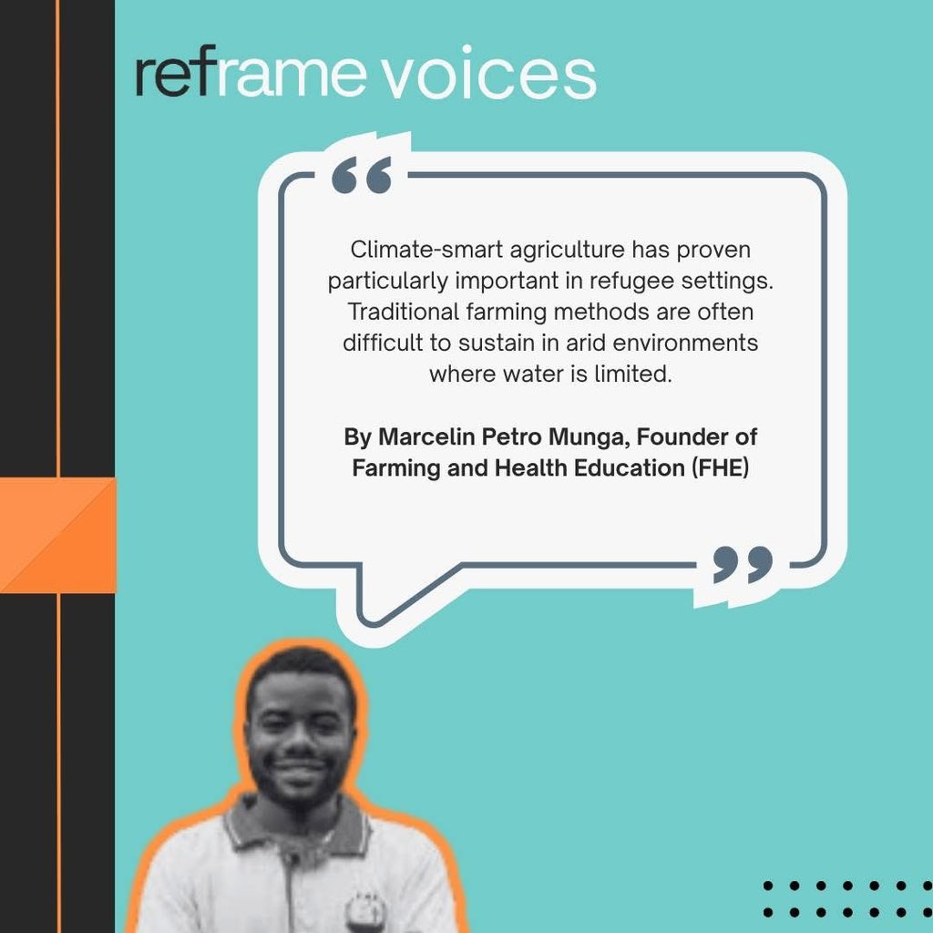 ReframeNetwork's tweet photo. In our 8th edition of Reframe Voices, Marcelin Munga shares how centering refugee leadership shifts the narrative from dependency to sustainable resilience in Kakuma Refugee Camp. Through Farming and Health Education (FHE), displaced communities are pioneering climate-smart agriculture—using innovations like hydroponics, mushroom farming, and composting to improve nutrition, strengthen local food systems, and foster self-reliance.

Read Marcelin's full article to learn more about these community-led climate adaptation solutions: https://t.co/HrDFYw6Px7