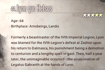 Avathecrow's tweet photo. @ReinTenebrae @FF_XIV_EN yes but then field record 44 says he breaks out, murders Gabranth and escapes. He then turns over Sicinius mal Vellutus to the resistance before disappearing again https://t.co/0dzYj3H7AH