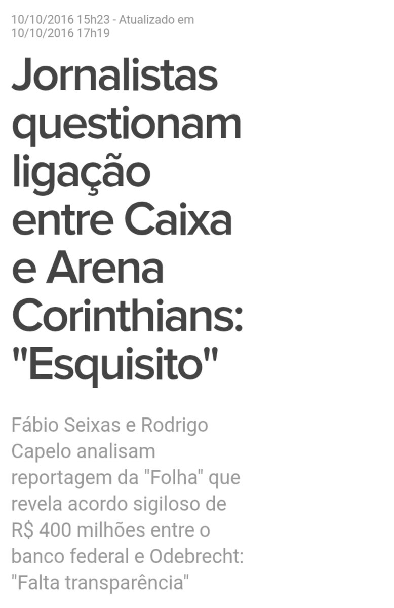 10Junioor's tweet photo. Você é muito do hipocrita, @rodrigocapelo.

Há 10 anos atrás, você dizia que os contratos da Caixa não eram transparentes e insinuava que o Corinthians era beneficiado no contrato por conta disso.

Hoje ironiza quem busca quebrar esse sigilo. Por que? Deixa eu adivinhar. Porque isso poderia favorecer o Corinthians. Acertei? 

Jornalista....