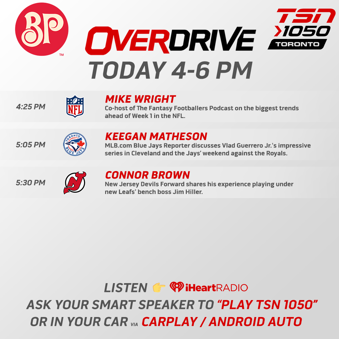 OverDrive1050's tweet photo. We're off and running on a Mail it in Friday! @bostonpizza 📭

@mickey_canuck and @dfeschuk are set to discuss the #BlueJays50 taking on the #Royals and the biggest headlines around the sports world.  

📺: TSN4
📻: https://t.co/ZdL3rpUDUZ and the iHeartRadio App! https://t.co/Jybhd3s4OO