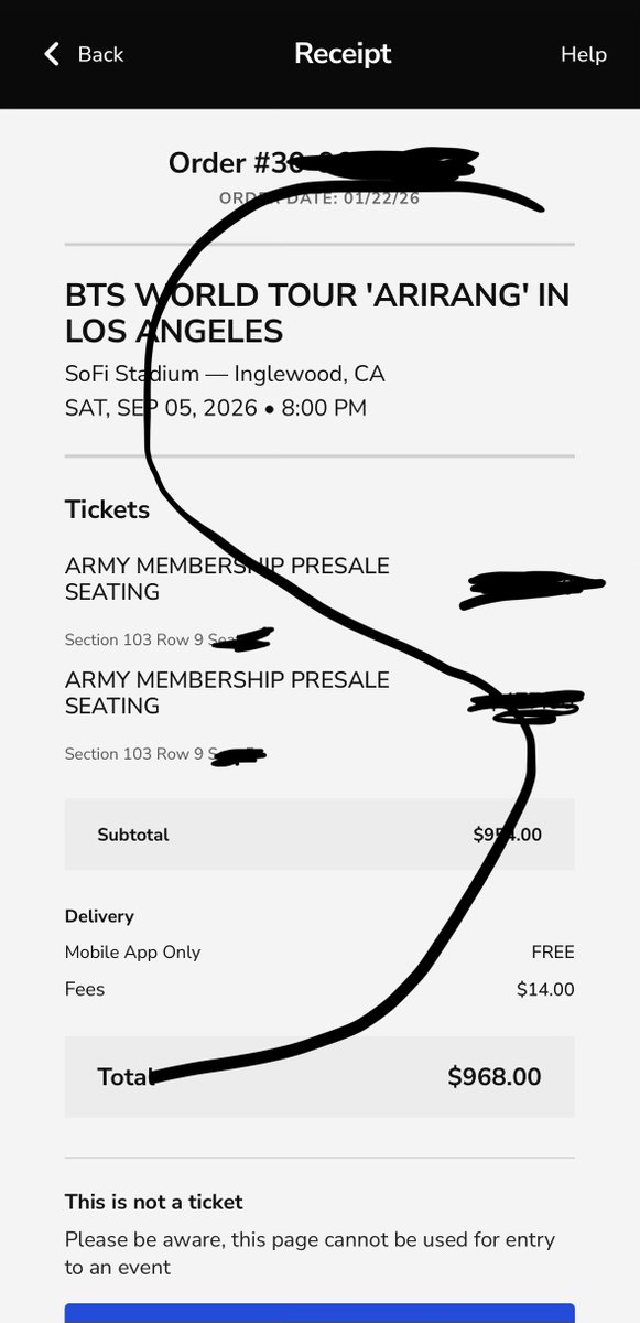 gtish9128's tweet photo. WTS BTS SEC 103 LA tickets!!! Day 4 d4

anyone interested in 2 tickets for bts LA??? im selling fv!😗 
Can provide necessary proof 
 ⁷🝣️💜

tags: wts wtt iso wtb bts ca sofi soundcheck vip real sale bias suga #BTS https://t.co/Pp6X8Idtcg