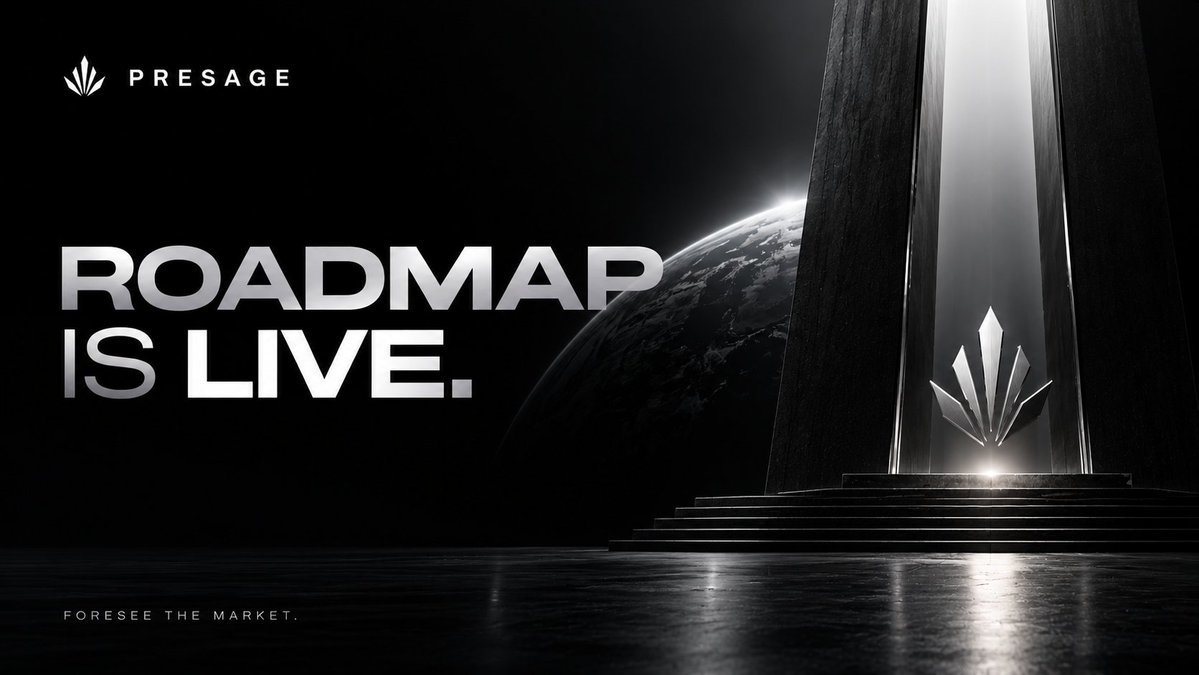 PresageMarket's tweet photo. The roadmap is now live. 👀
PRESAGE isn't just building a prediction market.
We're building the infrastructure around it.

And this is only the beginning.
Read the roadmap.
Watch us build.

PRESAGE Roadmap →
https://t.co/hN81sIT5yx https://t.co/9SXvHmn98e