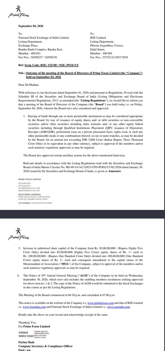 SipNTrade_Ankur's tweet photo. Another Media company raising funds - #PrimeFocus proposes to raise 3000 cr. 

#PFOCUS #CNXMEDIA #NiftyMedia #Nifty #StockMarketsIndia #VFX #MediaAndEntertainment https://t.co/1IV5jUpZ4l