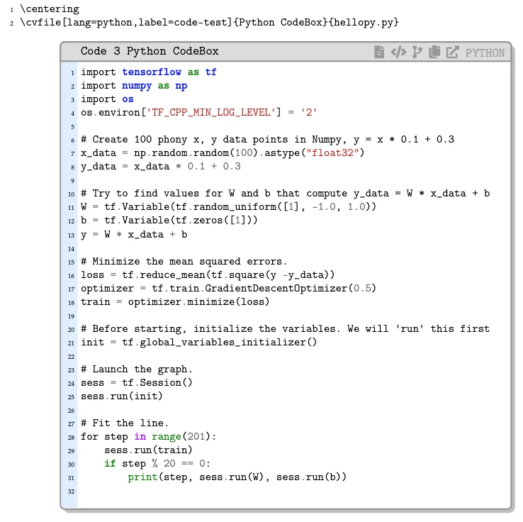 Python code in a box