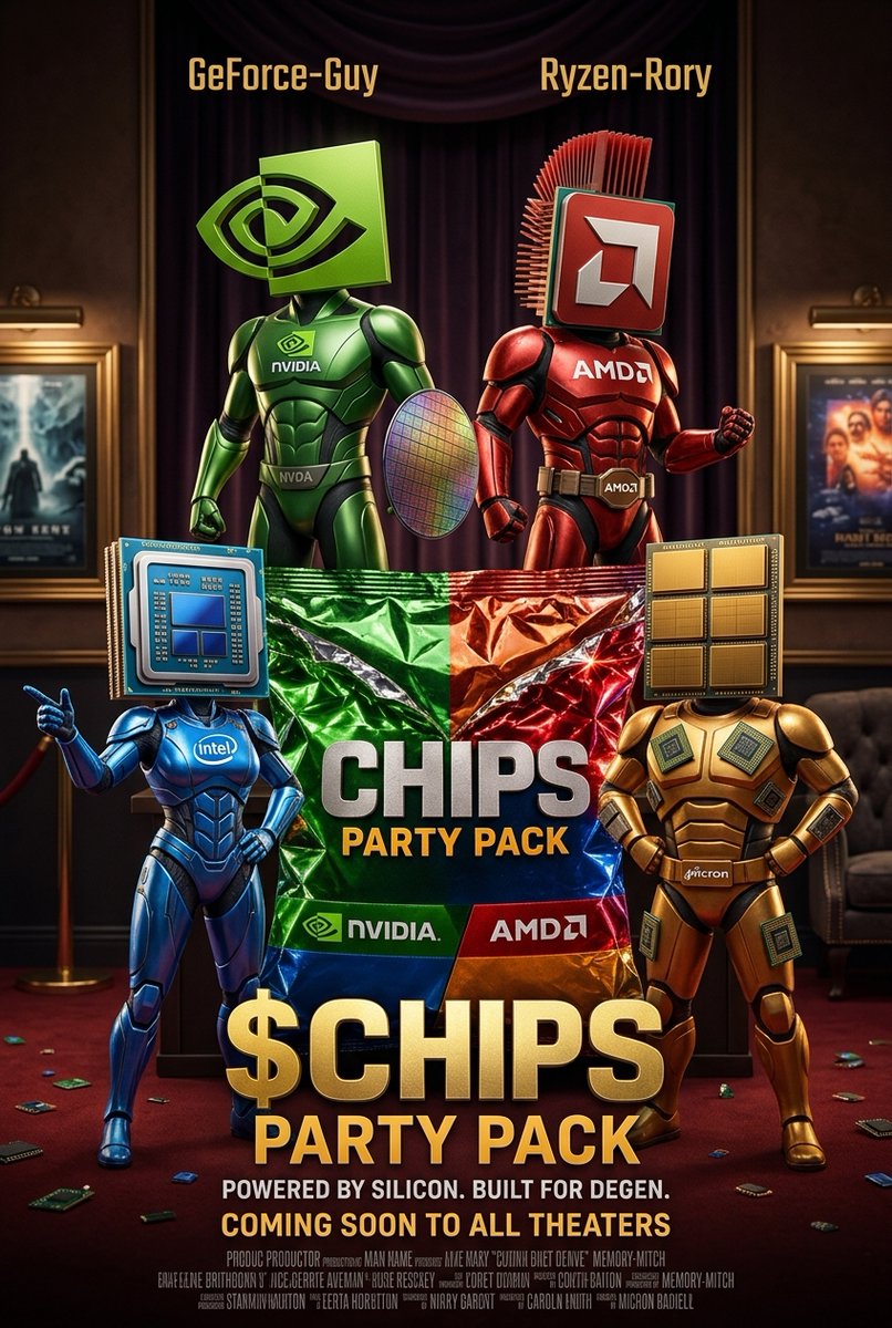 CHIPS_PAIR's tweet photo. NVIDIA can have the fireworks. AMD can have the comeback arc. Intel can have the plot twist. Micron can have the squeeze. 

The token does not need a solo. https://t.co/vsr6l5daMy