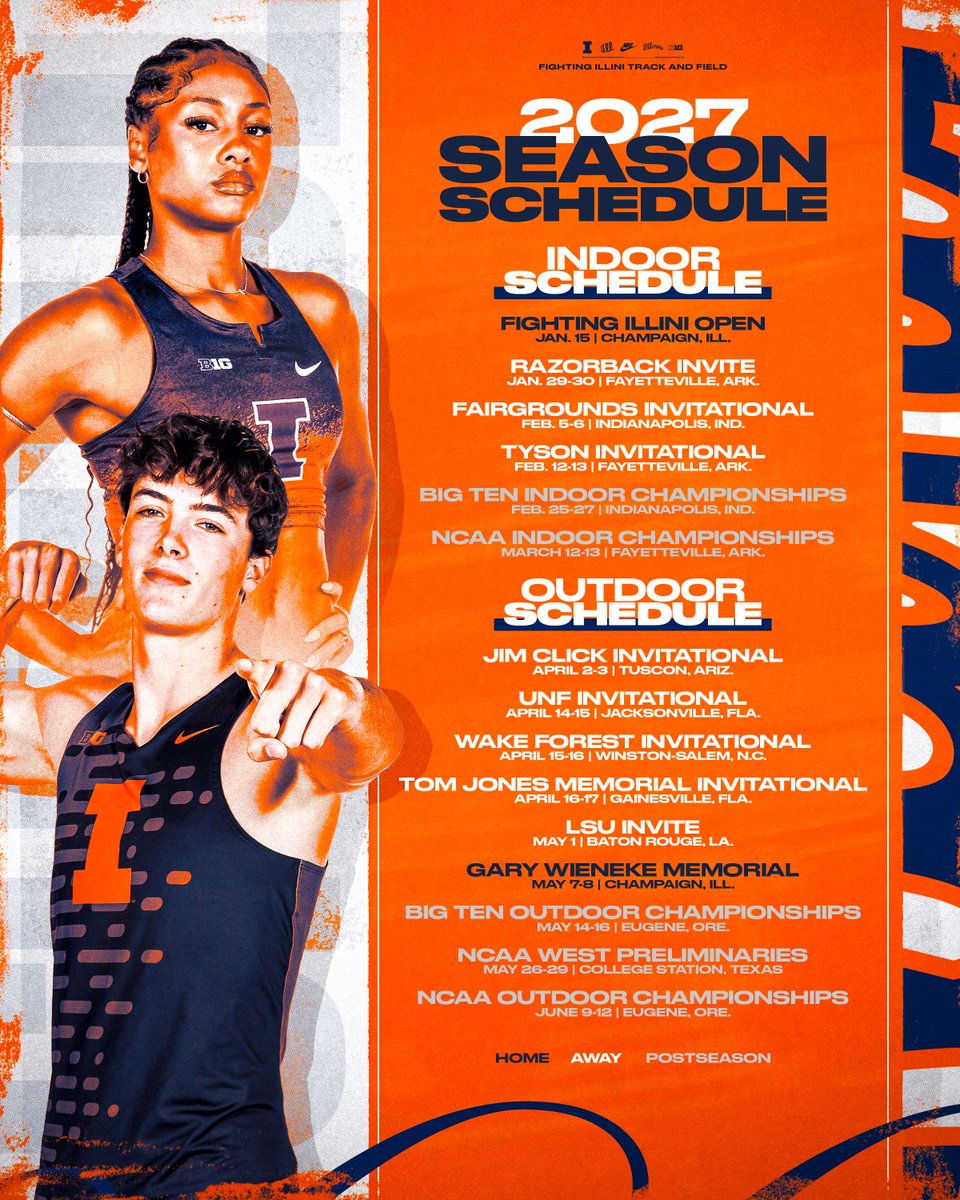 IlliniTrackXC's tweet photo. The 2027 Illinois Track and Field schedule just dropped 🗓️ https://t.co/RuWMMBJouz