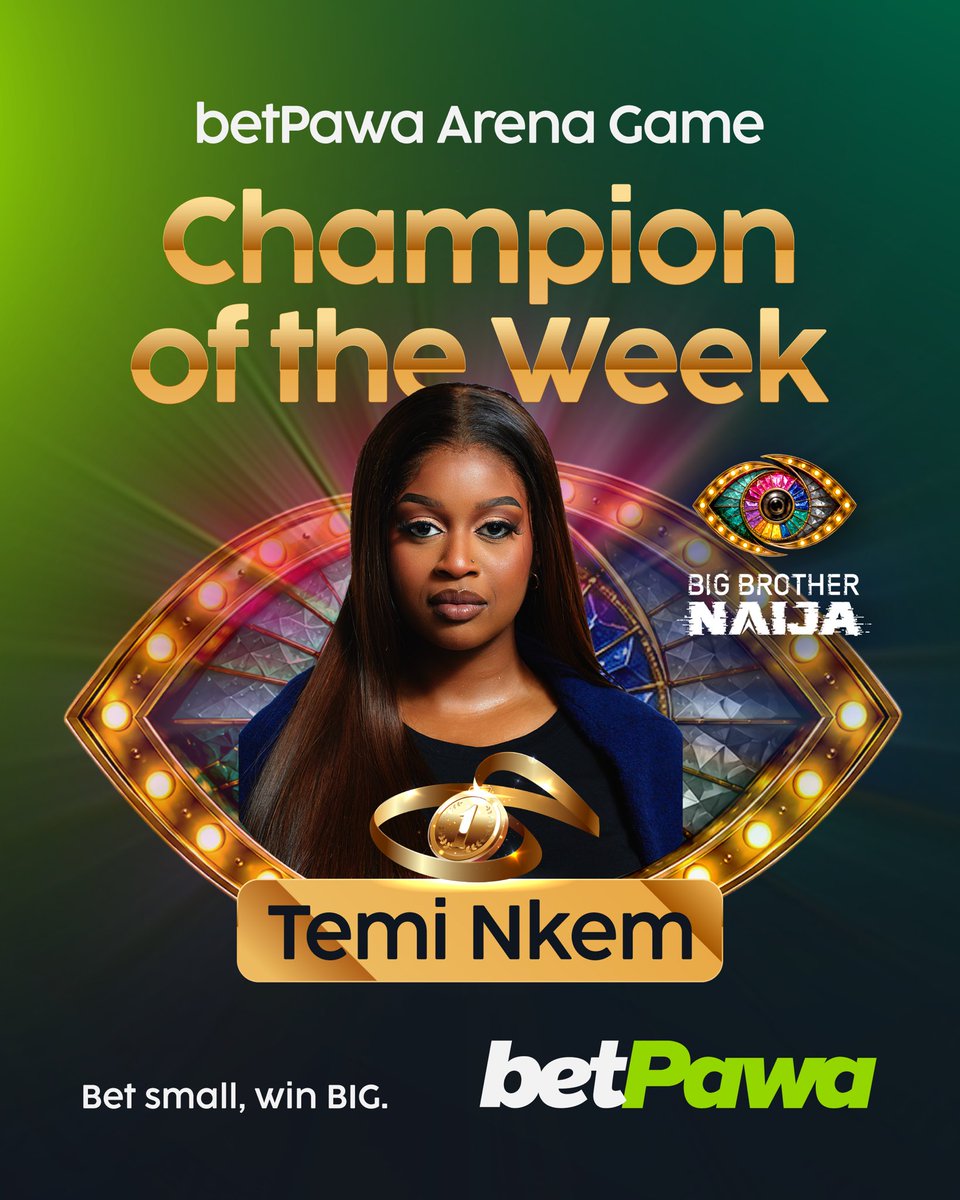 betPawa_Nigeria's tweet photo. Congratulations Temi Nkem!! Our #betPawa Arena Games Champion of the Week 🙌🏽

Well done 👏🏽👏🏽

#BBNaija https://t.co/sU7EpgEwxY
