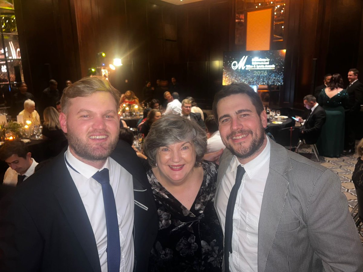 Stellenrust's tweet photo. Incredibly proud of the team bringing home 3 double gold medals and 2 trophies from the @MiwaAwards . Our very own Herman du Preez and Brendon McLaren pictured in celebration with the formidable @Winbeebee . https://t.co/jrjEDmjaIV
