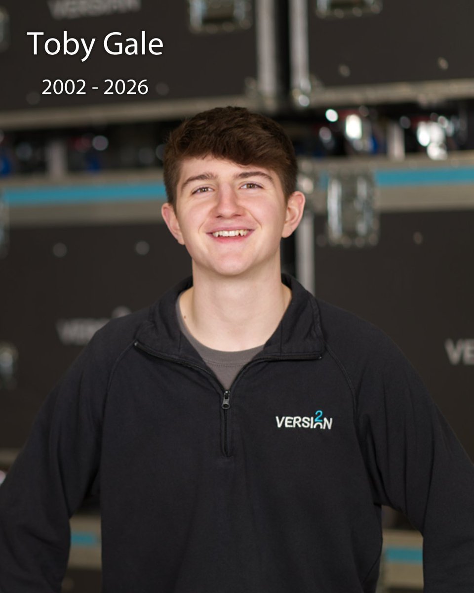 version2lights's tweet photo. Everyone connected to Version 2 is heartbroken to hear about the loss of Toby Gale. 
 
Our heartfelt condolences go out to Toby's family Amelia, Darren, Emma and Sister Katie and all his friends during this incredibly challenging time.

Toby Gale 2002 - 2026 https://t.co/MEj52Vh4jS