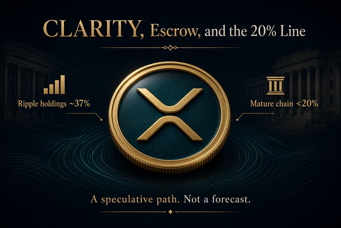 Olesya_elegant's tweet photo. #CLARITY act, past statements, TRUMP, and the future of XRP

I’ve held $XRP since 2018 and have been following statements from Garlinghouse and Schwartz for the duration. When the SEC case started, Garlinghouse was asked if he would consider giving the US govt the XRP escrow and he said that “all options were on the table.”

Fast forward to today and the SEC case is settled, but the CLARITY act is about to (hopefully) pass. There is a provision in the CLARITY act which defines a mature blockchain as one where a single entity does not control more than 20% of the tokens. Ripple currently controls 37% of XRP. (4% liquid and 33% in escrow) and would need to get their holdings lower than 20% for XRP to be considered mature.

Recently, JD Vance was quoted as saying that Scott Bessent has a “discrete plan” to address the national debt. A lot of news outlets assume this is related to SS and Medicare, but I have a different take.

Here is my completely speculative take: CLARITY act passes, Ripple “makes a deal” with Trump to donate ~17 billion XRP to the Treasury to get them below 20% holding. US announces XRP as future of finance and also a hedge against the declining use of USD as a reserve currency. The value of XRP skyrockets, the market cap of the US holdings reach trillions of USD and make a meaningful dent in the debt (on paper at least).

The previous price surge was caused by government insiders learning of the transaction and buying large amounts of XRP.

The above is pure speculation and 1000% hopium but i just want to be on record with this prediction before the next months play out.