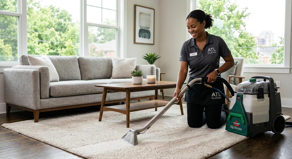 ATLCleanForce's tweet photo. Think of grit in your entryway as sandpaper wearing down your carpet fibers. Frequent vacuuming helps, but professional care restores the pile. Ready to refresh your home? Book your service with ATL Clean today. #ATLClean #AtlantaHomes https://t.co/Tf3CMWbmPP