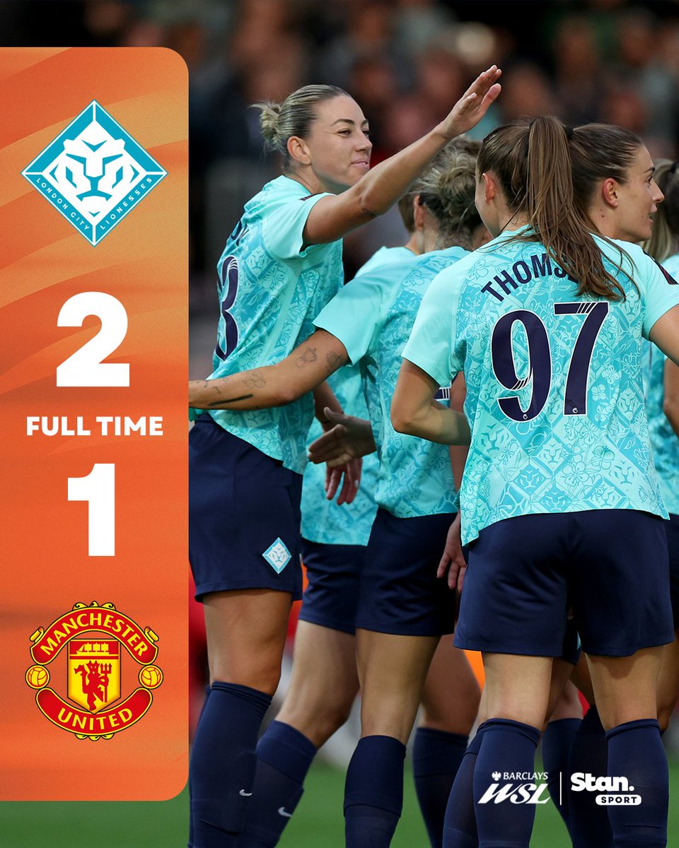 StanSportFC's tweet photo. Star-studded London City Lionesses pull off a big scalp on opening day ✨👀  

They defeat Manchester United after an incredible summer of signings 🤯  

↳ Women’s Super League. Live &amp; On Demand on Stan Sport. Stream now.

#StanSportAU #BarclaysWSL https://t.co/EnGI5kdwEz