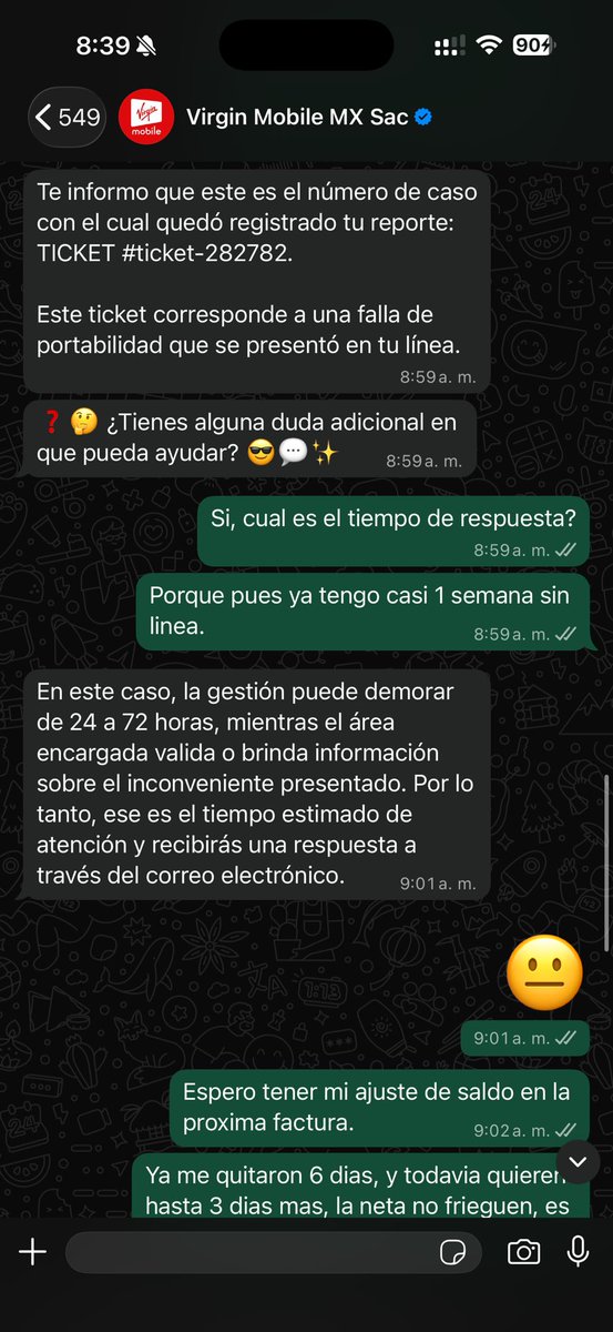 elcompaleons's tweet photo. 🚨 NECESITO SU AYUDA PARA VISIBILIZAR LO QUE ME ESTÁ PASANDO CON VIRGIN MOBILE MEXICO.

Publico esto porque después de más de 20 días sin servicio, innumerables reportes y horas intentando obtener una solución, siento que recurrir a redes sociales es prácticamente la única opción que me queda.

El 13 de agosto cometí el error de portar mi número de toda la vida a Virgin Mobile. Me indicaron que el proceso tardaría aproximadamente 2 días.

Hoy han pasado más de 20 días y sigo exactamente igual:

SIN LÍNEA. SIN SERVICIO. SIN SOLUCIÓN.

He hablado con soporte una y otra y otra vez. He levantado reportes, explicado el problema, seguido sus indicaciones y esperado los tiempos que me solicitan.

¿La respuesta?

“Su caso será escalado”.

Y después, absolutamente nada, ningun mensaje, ninguna muestra de atención, solo silencio, omisión eh indiferencia.

Vuelvo a comunicarme, vuelvo a explicar TODO desde el principio y nuevamente:

“Vamos a escalar su caso”.

¿ESCALARLO A DÓNDE? Porque después de más de 20 días nadie ha sido capaz de solucionar una portabilidad que supuestamente tardaría 48 horas.

Y aquí está la parte que más me preocupa y por la que quiero pedirles que me ayuden a compartir esto:

Un número telefónico hoy no sirve solamente para hacer llamadas, ese número forma parte de nuestra identidad digital.
Mi número está vinculado a cuentas bancarias, servicios financieros, correos electrónicos, redes sociales, verificaciones de identidad, recuperación de contraseñas y múltiples cuentas personales.

Cada día que pasa sin tener acceso a mi línea representa problemas para ingresar o recuperar servicios que utilizan SMS como método de autenticación y, naturalmente, también me genera una enorme preocupación por la seguridad de mis cuentas.

Pero lo más absurdo es que NI SIQUIERA PUEDO IRME TRANQUILAMENTE A OTRA COMPAÑÍA.

Al no tener servicio en mi propia línea, tengo dificultades para recibir el NIP necesario para realizar nuevamente la portabilidad.

Entonces estoy atrapado en una situación absurda:

Virgin Mobile no me presta el servicio que contraté, pero el problema que ellos mismos no han solucionado también me dificulta recuperar mi número y llevármelo con otra compañía.

Y mientras tanto mi número sigue en el limbo.

Después de más de 20 días ya no quiero otra promesa, otro folio ni escuchar nuevamente que “el caso fue escalado”.

YA NO QUIERO CONTINUAR CON VIRGIN MOBILE.

Quiero la cancelación del servicio, el reembolso de lo que pagué por un servicio que no recibí y, sobre todo, QUIERO RECUPERAR MI NÚMERO.

Ya estoy recurriendo a las instancias correspondientes para presentar formalmente mi queja, pero también quiero hacer pública mi experiencia porque considero que cualquier persona que esté pensando en portar un número importante a esta compañía debería saber que esto puede ocurrir.

No estoy pidiendo ningún favor.

Estoy pidiendo recuperar el control de MI número telefónico después de semanas intentando resolverlo por las vías normales.

Por eso hoy les quiero pedir un favor a ustedes:

🙏 Ayúdenme compartiendo, dando RT o etiquetando a Virgin Mobile para que mi caso sea escuchado.

No debería ser necesario hacer ruido en redes sociales para recibir atención, pero después de más de 20 días sin servicio parece que es la única alternativa que me están dejando.

Y si están pensando en cambiarse a Virgin Mobile, yo lo pensaría dos veces antes de confiarles la portabilidad de un número que sea importante para ustedes.

@VirginMobileMx: ya fueron más de 20 días.

No quiero otro “estamos escalando su caso”.

QUIERO UNA SOLUCIÓN Y QUIERO RECUPERAR MI NÚMERO.

Por favor, ayúdenme a hacer visible este caso. 🙏