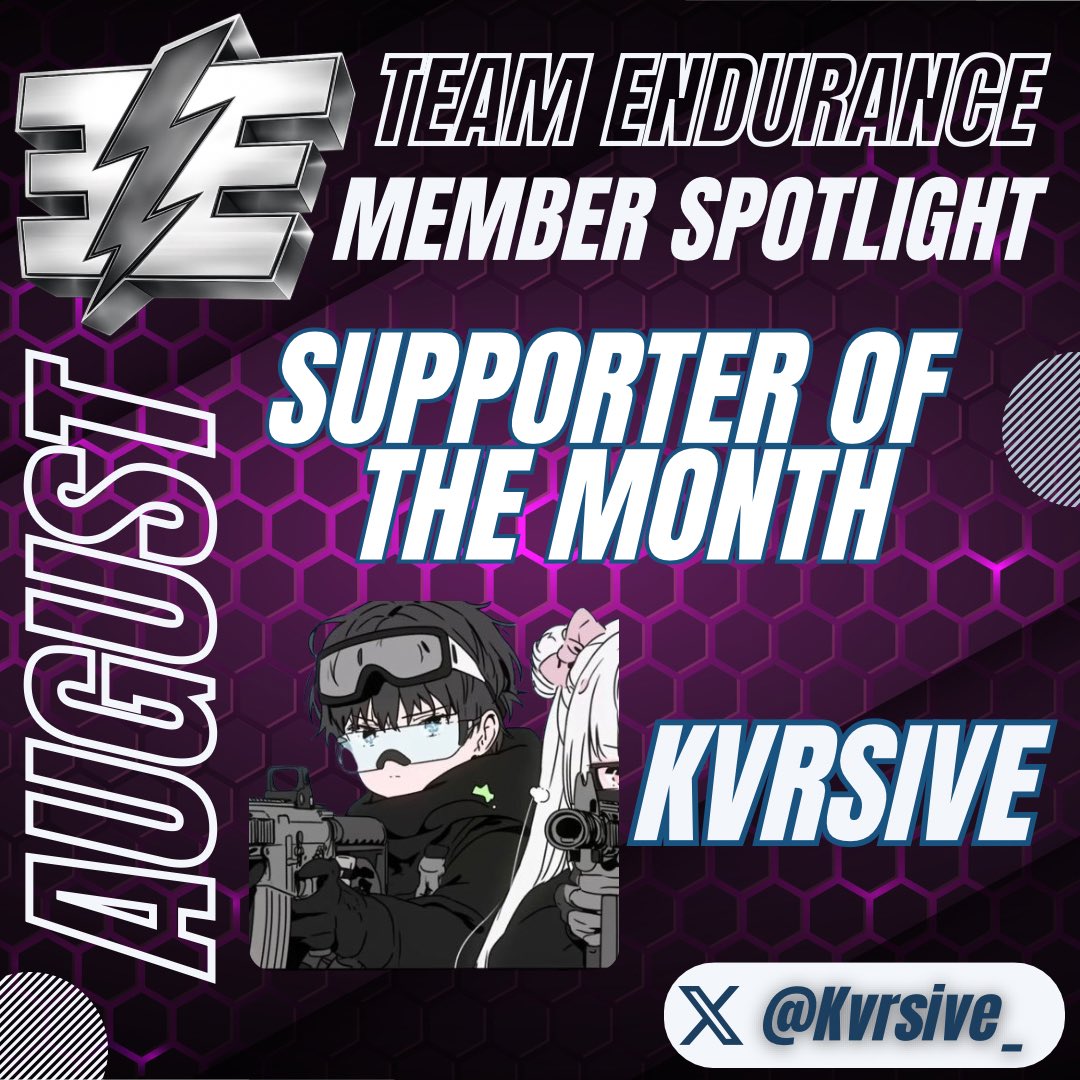 Endurance_es's tweet photo. ๐ฅ AUGUST SUPPORTER OF THE MONTH ๐ฅ
Huge shoutout to @Kvrsive_! ๐โก๏ธ
Your support, consistency, and presence in the Endurance community doesnโt go unnoticed. ๐
We appreciate you! ๐ซก
Built Different. Built to Endure.๐ก๏ธ
#EEonTop https://t.co/WPkz9ge2mK