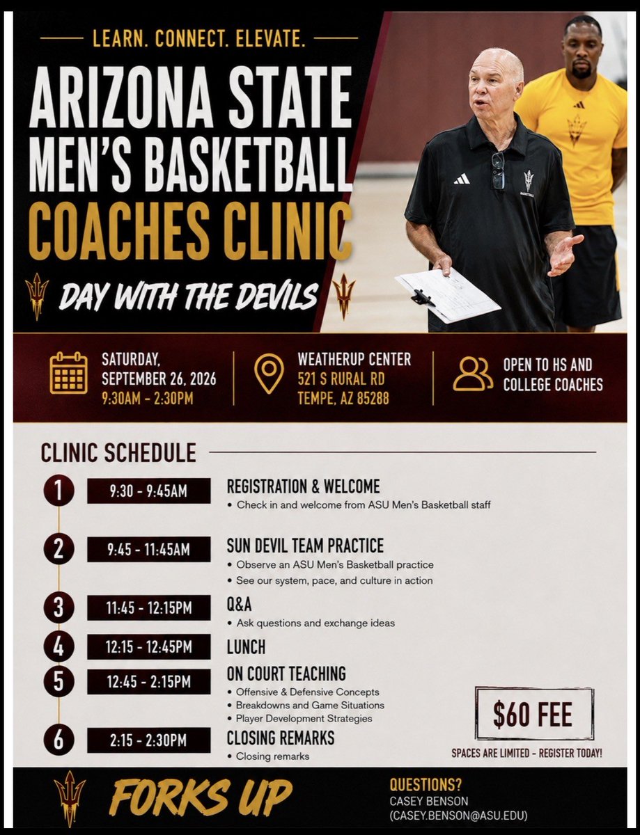 CoachLRamirez's tweet photo. Great opportunity to learn from @SunDevilHoops Coach Randy Bennett &amp; his staff. 

You won’t want to miss it!

@CoachDPatrick @Euro_E_Row @DrewSeidy @CaseyBenson15 @DougTammaro @asuconnor https://t.co/eWFSIj5Re7