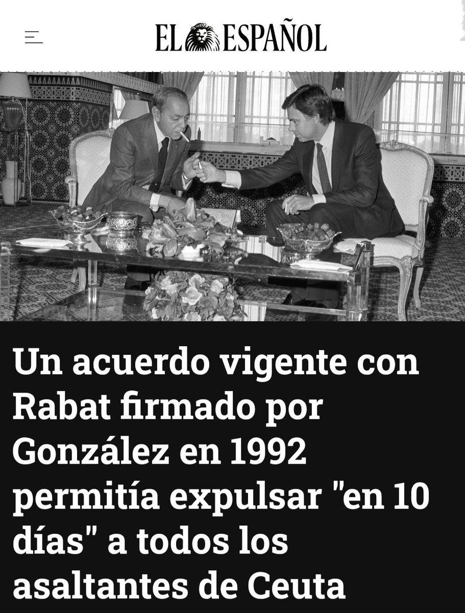 criaturina's tweet photo. LA SUMISIÓN ANTE MARRUECOS 
ESPAÑA BAJO ATAQUE
EL ASALTO A CEUTA

‼️‼️ Un acuerdo vigente con Rabat firmado por González en 1992 permitía expulsar "en 10 días" a todos los asaltantes de Ceuta.

‼️‼️ Junto a los Reglamentos UE de retorno y de 'terceros países seguros', dotaba a España de cobertura jurídica.

‼️‼️ La solicitud de readmisión debería haberse presentado en los diez primeros días; pero el Gobierno lo ignoró.

‼️‼️ Una combinación de ese acuerdo bilateral vigente y del Pacto Europeo de Migración y Asilo (PEMA) habría permitido el "retorno" muy rápido de la inmensa mayoría de los asaltantes de Ceuta.

https://t.co/wqNK8OkR57