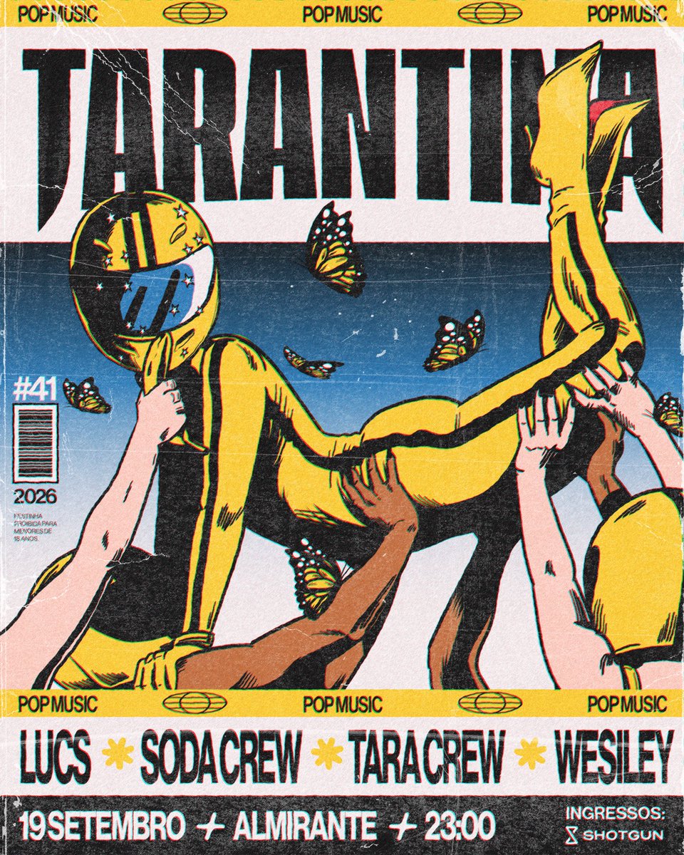 tarantinafesta's tweet photo. Pop music will never be low brow e a TARANTINA vem chegando em clima primaveril para a 41ª edição junto com @lucsfdf #SodaCrew #TaraCrew e @euWesiley ✨

Primeiro lote quase esgotado
🎟️ https://t.co/4avnyua851 https://t.co/33yt9OJRMe