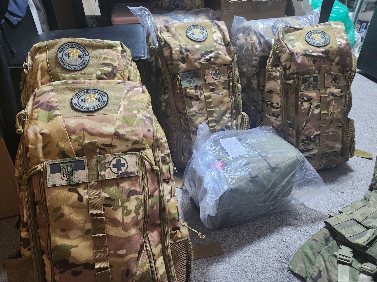 HwarangContact's tweet photo. #CombatMedicBackpack #Ukraine #UkraineWar
#HelpSavingLives

PLEASE REPOST THIS SO IT CAN REACH AS MANY PEOPLE AS POSSIBLE.

2 boxes containing 6 combat medic backpacks, a bag containing ambu bags for adults, children, etc and 2 helmet lights (4 different lights including infrared light) were picked up today by our courier today, 4 September 2026. From this batch, we decided to use new design patches shown on 3rd photo for field conditions. However, our standard patch will be remain as the ceremonial use.

There are far more units asking for combat medic backpacks. Our capability is 4 to 6 combat medic backpacks fortnightly based on financial resources of the founder of Hwarang Warriors but situation in the frontlines require a lot more than this. Your help will be highly appreciated regardless of small or large donations. Just one cup of coffee can help saving lives of defenders of Ukraine. You can also sponsor a single or more combat medic backpacks outright - two Hwarang Warriors patches with identical number will be allocated, one will be affixed on combat medic backpack and one for the donor to keep. Cost for sponsoring one combat medic backpack is £250.

Please donate any amount you can afford. 

https://t.co/eWp7IpLrxN

We also have another fundraiser for special mission camo suits and ponchos with thermal inlayers to evade detections by Russian thermal, infrared cameras. We recently donated snow camo suits, snow camo ponchos. WE WILL RUN IT YEAR ROUND BASIS AND COVER SEASONAL CAMO DESIGNS. Donation link for anti-thermal special mission camo ponchos is  listed below.

https://t.co/b45PLvWm9g

PLEASE REPOST THIS SO IT CAN REACH AS MANY PEOPLE AS POSSIBLE.