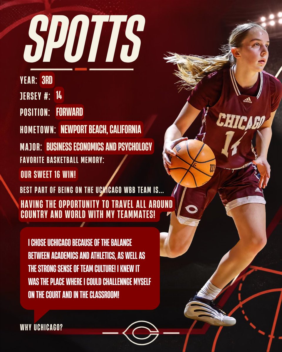 UChicagoWBB's tweet photo. Closing out the class of 2028 is our final 3rd year, #14 Annabelle Spotts! 🤩👏 https://t.co/GdvI01Z3n2