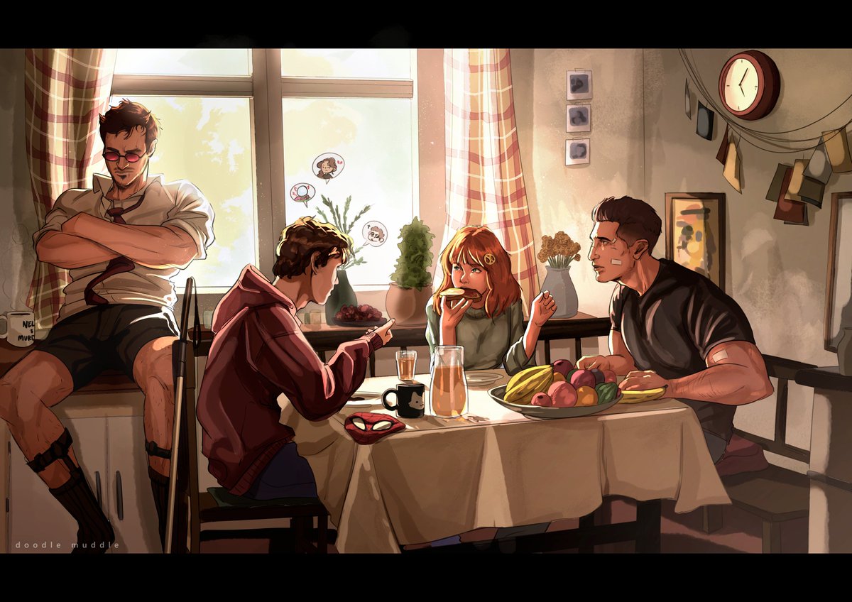 doodlemuddle's tweet photo. The traditional family !! #spidermanbrandnewday 
#daredevil https://t.co/B8zCF1LiCe