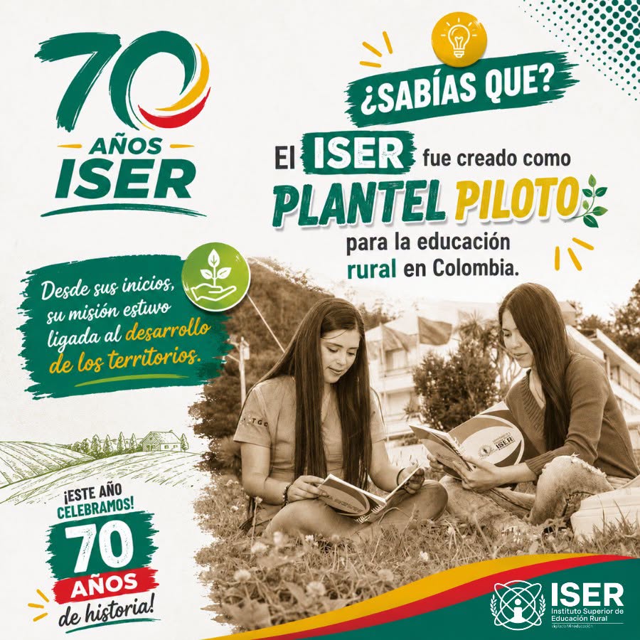 iser_oficial's tweet photo. ¿Sabías que el ISER fue creado como Plantel Piloto?

Desde hace 70 años, el Instituto Superior de Educación Rural – ISER ha trabajado por una educación comprometida con el desarrollo de los territorios y las comunidades rurales de Colombia. https://t.co/o5OsEoqxae